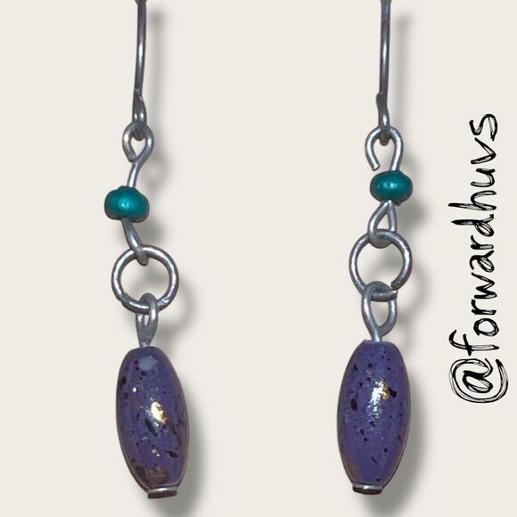Bundle Sale 3 for $15 | Purple & Turquoise Beaded Dangle Earrings - Picture 1 of 8